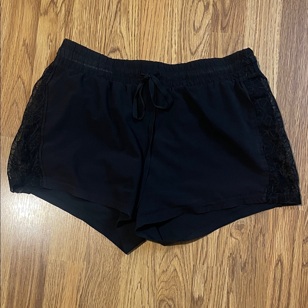 Fabletics Black Lace Trim Athletic Shorts